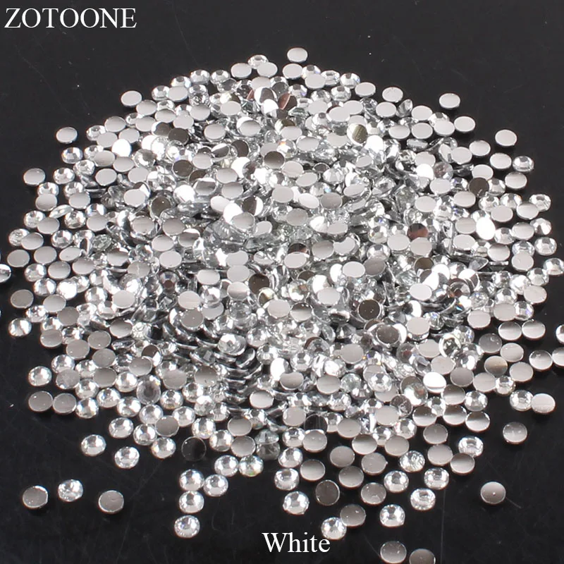 ZOTOONE 2-6 мм 1000 шт прозрачные Стразы AB без горячей фиксации плоские с оборота Стразы для ногтей для одежды ногти 3D дизайн ногтей украшения - Цвет: White