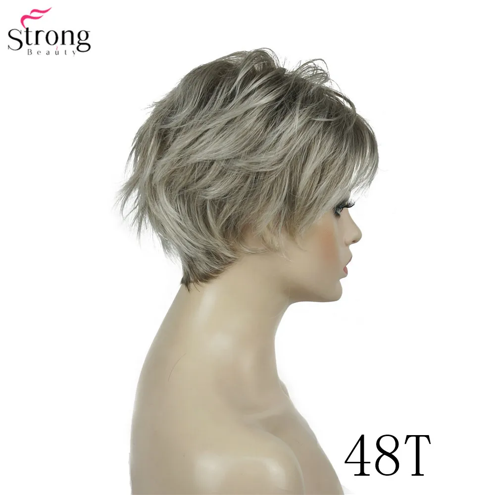 StrongBeauty женский парик короткий прямой натуральный Хай синтетический монолитный парик блонд/черный 11 видов цветов