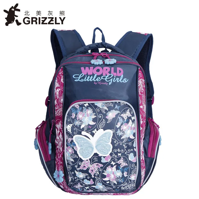 GRIZZLY/Новинка года; Детский рюкзак для России; милые школьные сумки ортопедические водонепроницаемые школьные сумки для девочек 1-4 класса - Цвет: 9