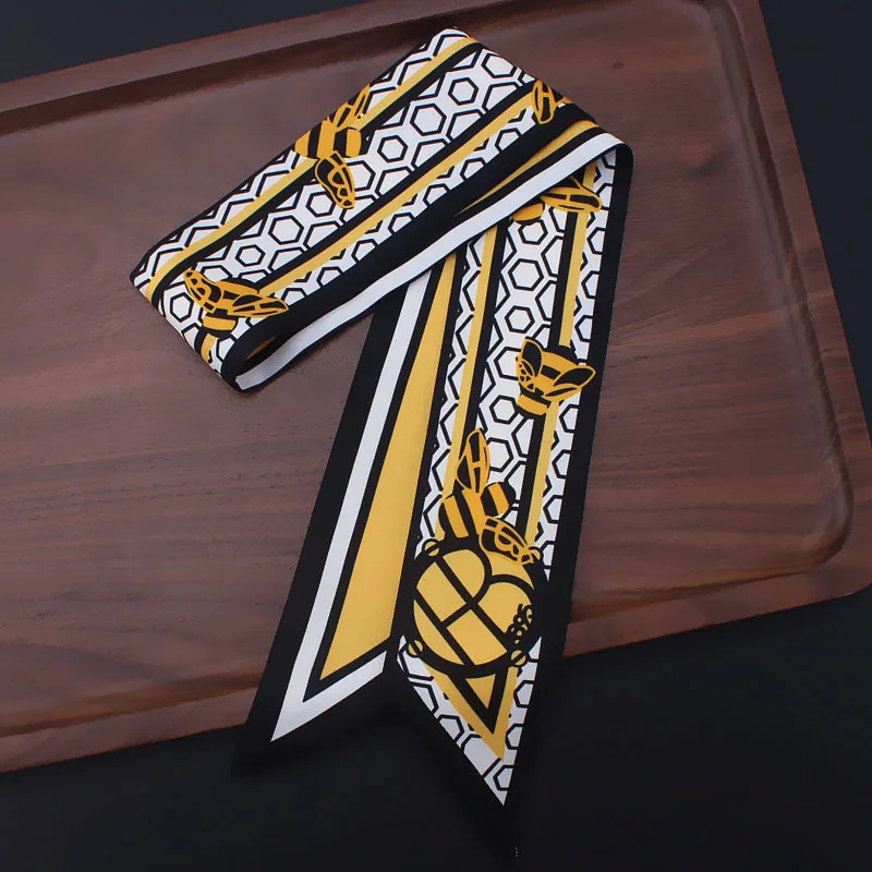 We are factory Silk Long Scarf 2020 Fashion Animal Bee Print Neck Elegant Scarves Bag Hair Ribbons Luxury Brand Headband Belt | Аксессуары