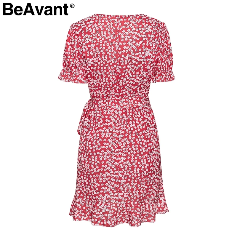 BeAvant Sexy Глубокий v образным вырезом женские туфли с цветочным принтом платье