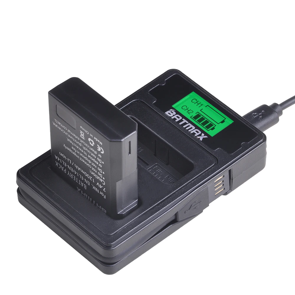 3Pc EN-EL14 EN-EL14a EL14 Battery + LCD USB Dual Charger Type C for Nikon P7800 P7100 D3400 D5500 D5300 D5200 Df. | Электроника