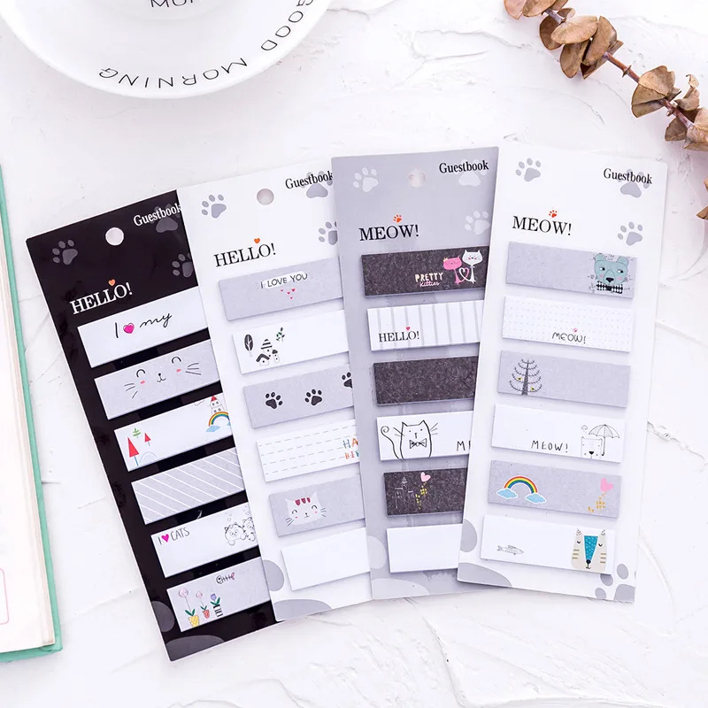 Мультфильм 6 + 1 Единорог кошка Memo Pad N Times липкая бумага для записей милые корейские