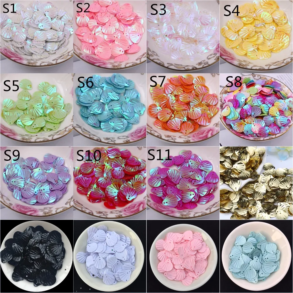 ISequins 200 шт 13 мм Sea Shell Форма пайетками DIY Швейные Украшение изделий Свадебный корабль, Для женщин ткань аксессуары
