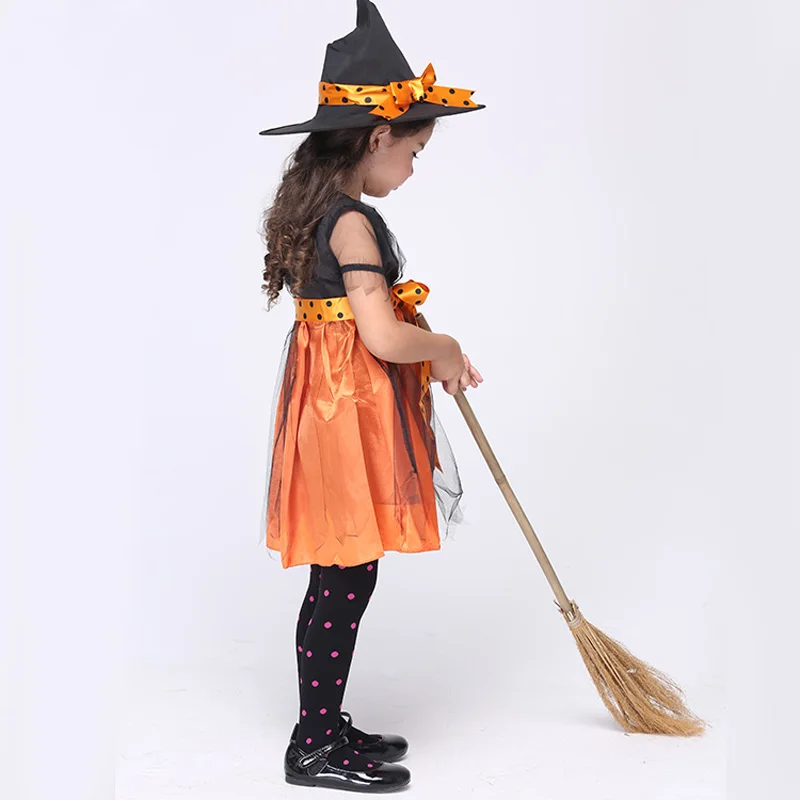 Детская одежда для костюмированной вечеринки в стиле колдуньи с изображением