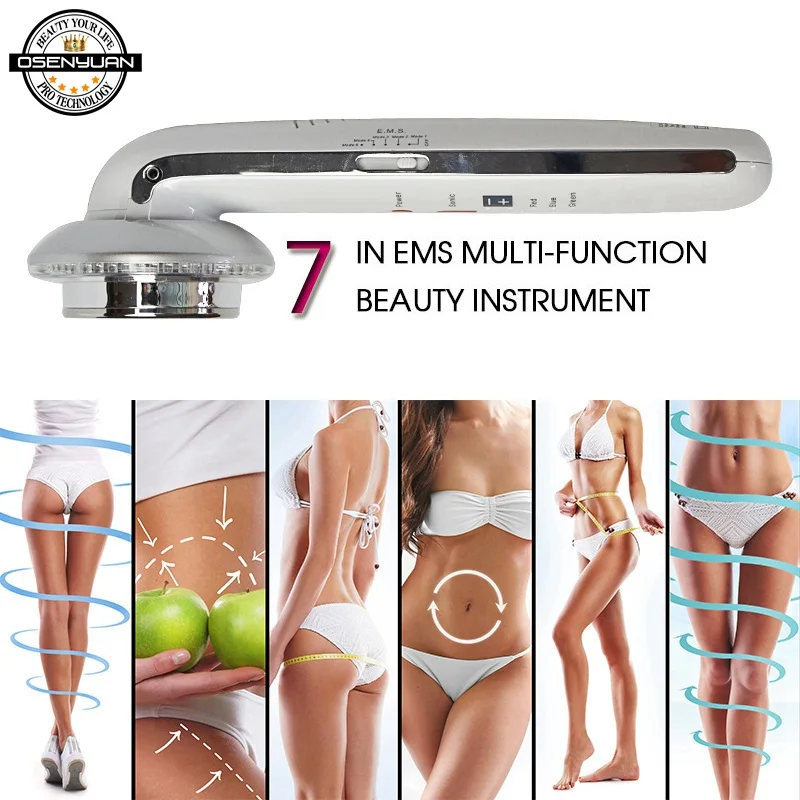

7 IN 1 EMS Ultrasonic Body Facial Slimming Anti Cellulite Burn Fat Cavitation Body Slimming Weight Loss Therapy Face Massager