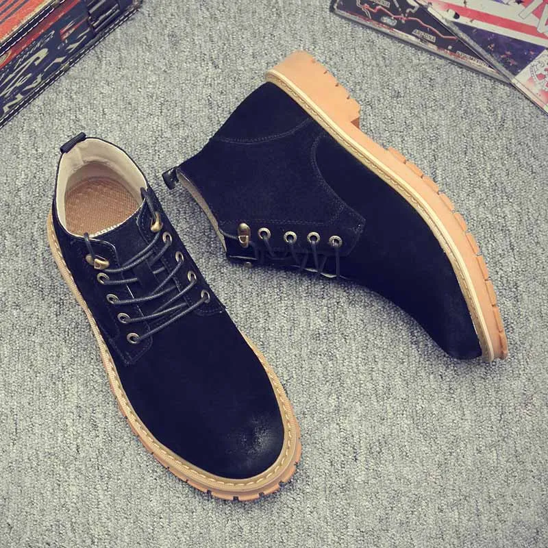 Black-Mid YD-EVER; мужские желтые ботинки; защитная обувь со стальным носком; защитная обувь из коровьей кожи; дышащая Рабочая обувь; прогулочная обувь на шнуровке - Цвет: Black-Mid