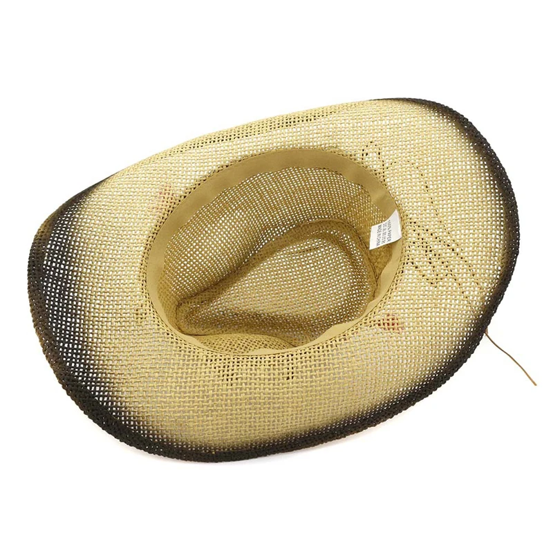 QBHAT Черные Бумажные Соломенные Ковбойские шляпы с распылителем веревочные