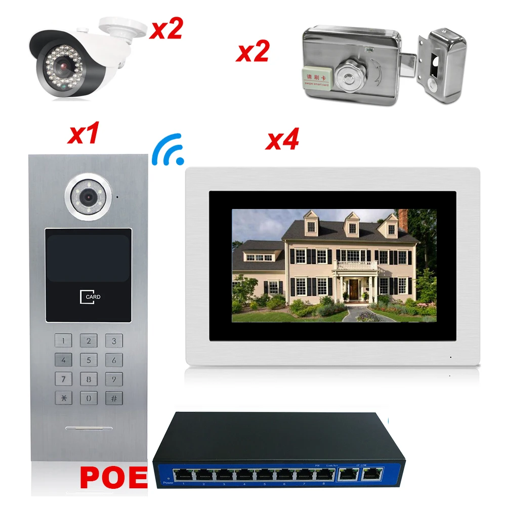 Видеодомофон 7 '鬨P с Wi Fi IP камерой и 2 электронными замками|Видеодомофон| |