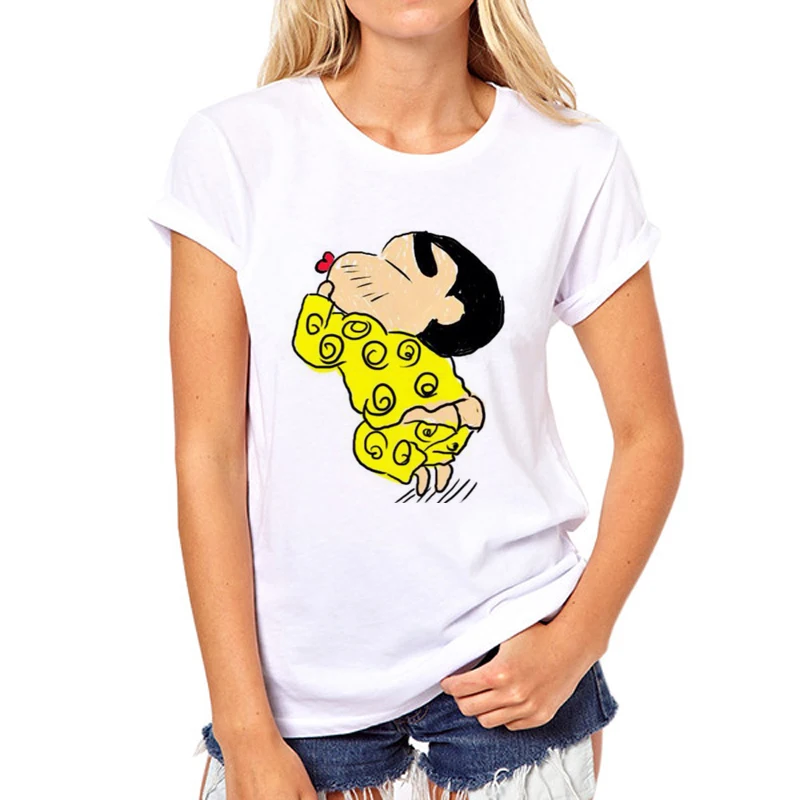 New Funny printing T-shirt Women Cute Crayon Shin Chan Cartoon Girl Short Sleeve Summer Fashion Clothing Funny tops tees