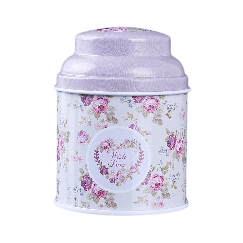 light purple Кухонный домашний декор, металлический Цветочный кофе, чай, сахар, конфета, контейнер, банка, жестяная коробка для сортировки, аксессуары для дома, новинка - Цвет: light purple