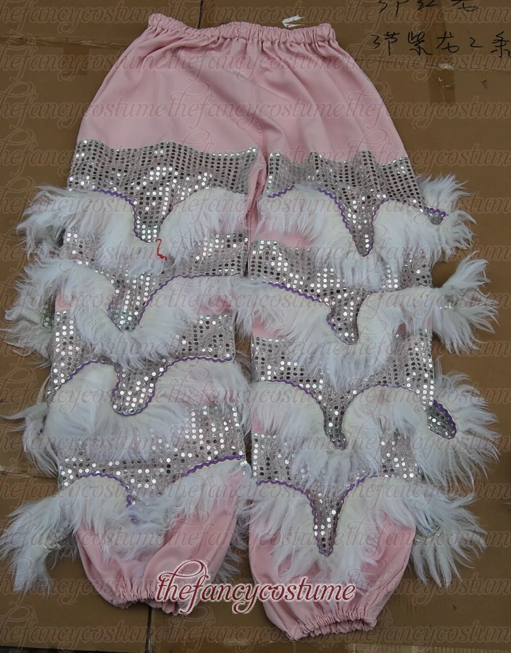 

Chinese costume white blue high quality pure Lion Dance Costume white-yellow natural wool Southern Lion Adult size