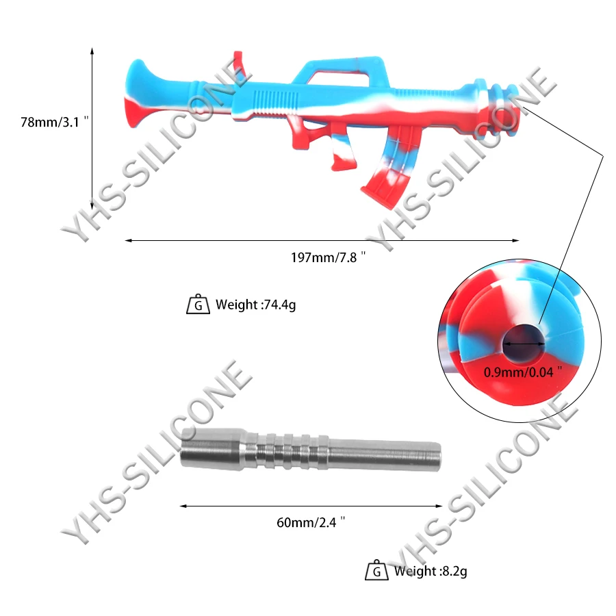 AK47 machine gun shape tobacco Silicone Pipe NC Kit with 10mm Titanium Tip Concentrate oil |