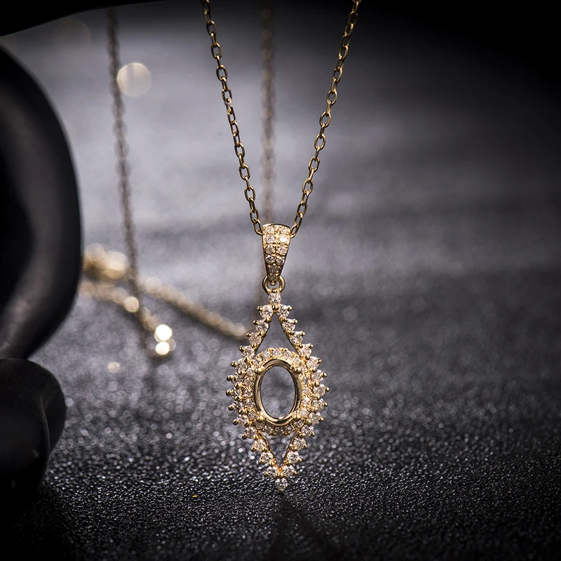 Твердый 18kt желтое золото 0.39ct Алмазная овальная огранка 5x7 мм Полу крепление