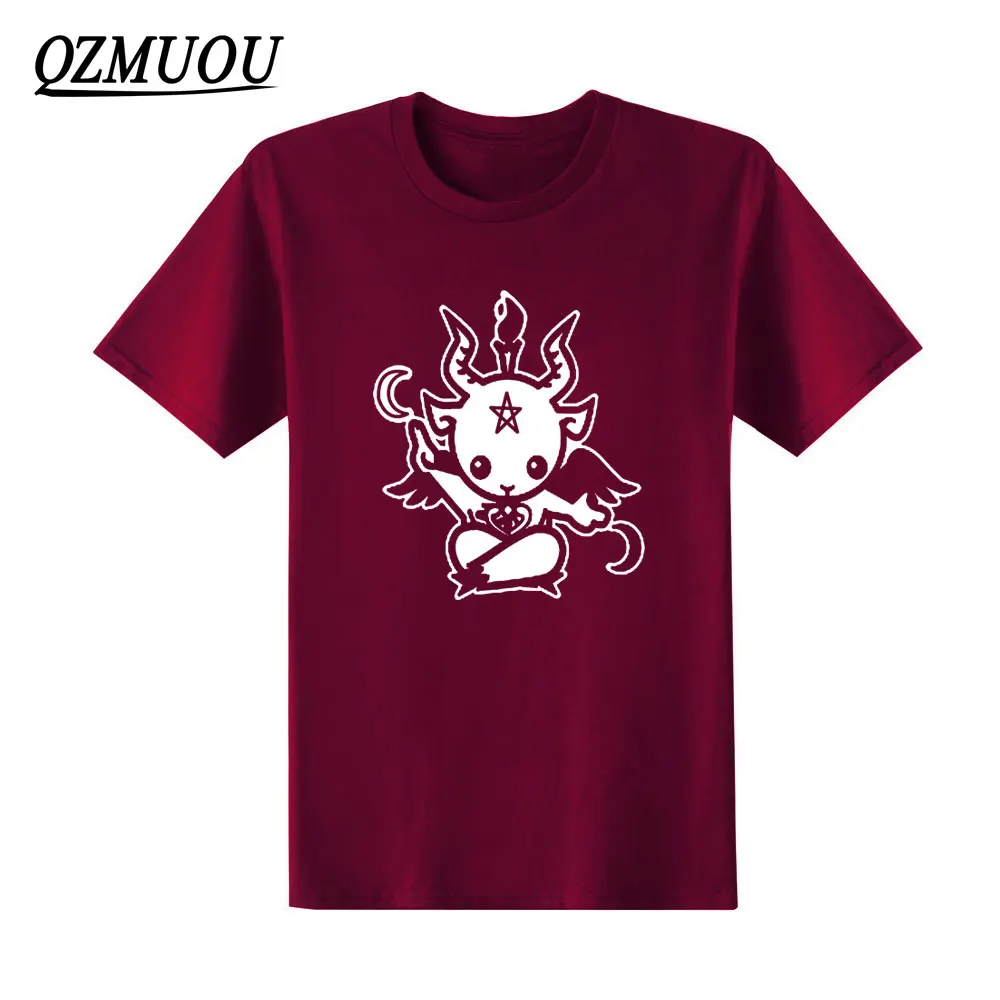 

2020 New Fashion Style Satanic Goat Baphomet Cartoon T Shirts Men cotton short sleeve Printed T-shirt Brand Tops Tees Size