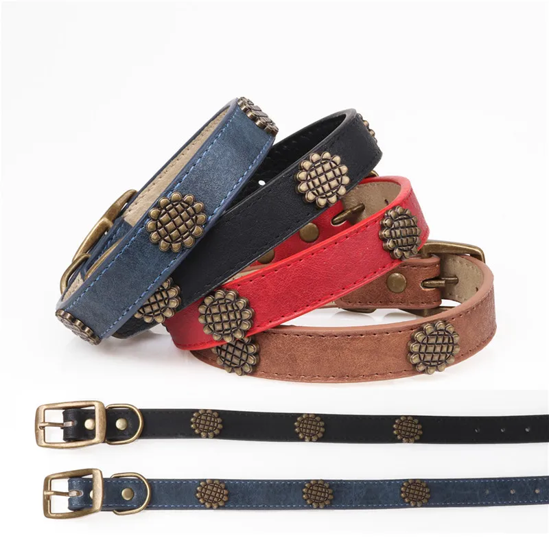 Высокое качество из мягкой искусственной кожи ошейник с нежным бронзовые