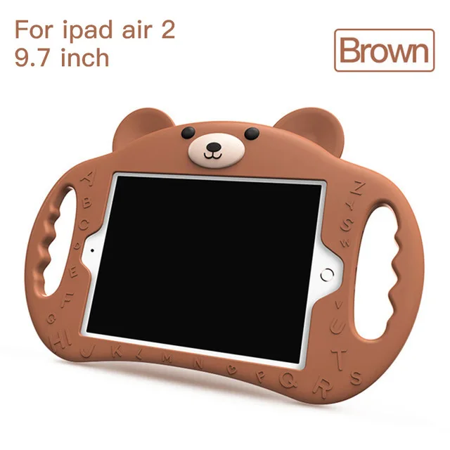 PZOZ для ipad 2, 3, 4 Air 1/Air 2/Pro 9,7 мини, на возраст 1, 2, 3, 4, Силиконовый противоударный чехол из мягкого нетоксичного детей для ipad держатель чехол - Цвет: For ipad air 2 Brown