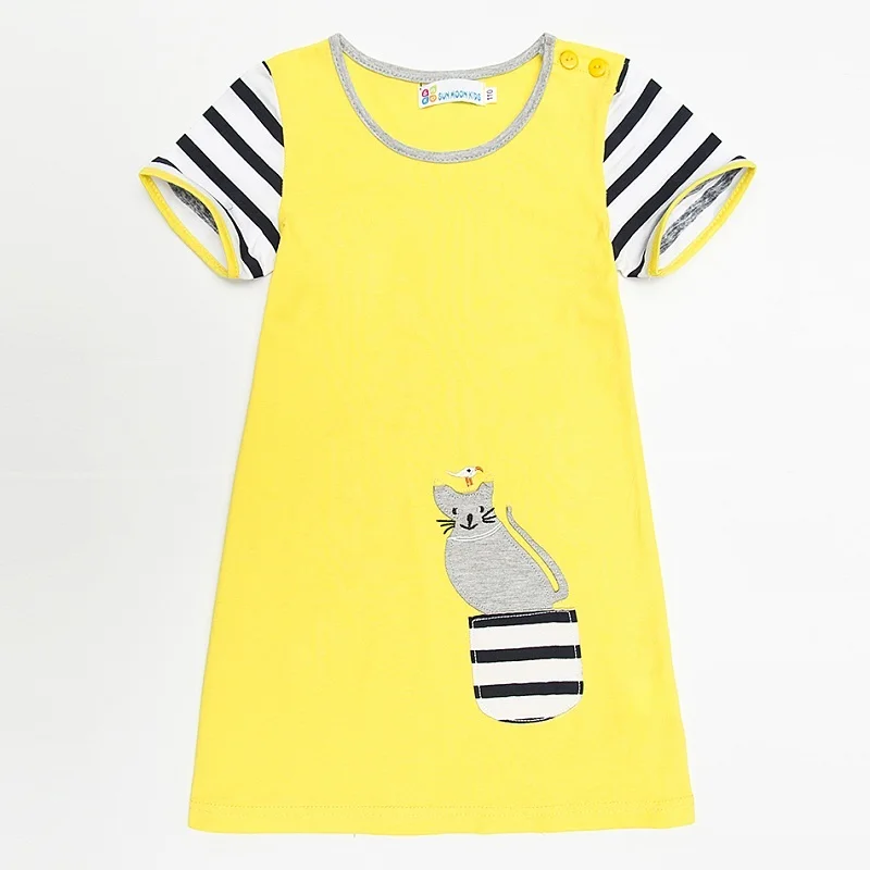 2017 детские платья блузки из 100% хлопка для девочек летние топы с коротким рукавом