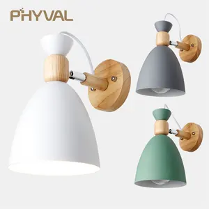 Деревянный простой Креативный светодиодный светильник на стену, дизайнерские регулируемые лампы в скандинавском стиле для спальни, гостиной, коридора, отеля