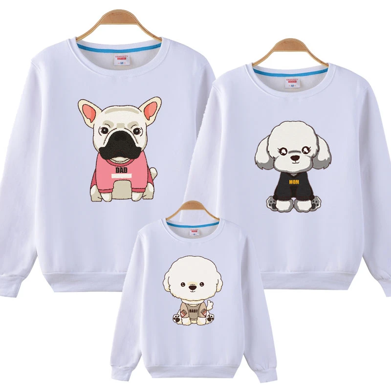 Весенне-осенняя коллекция 2018 года одежда для семьи с мультяшным щенком мамы и