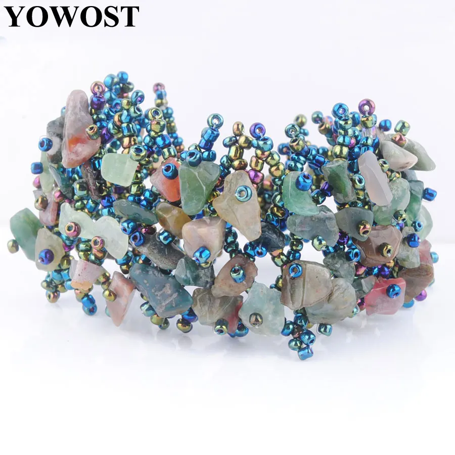 Женские Ювелирные изделия модный индийский агат драгоценный камень бусины чипы