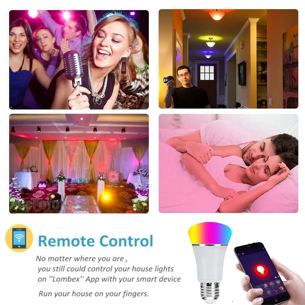 Подсветка умного Wi-Fi лампы Разноцветный свет E27 Remote App Управление затемнения свет восхода работать с Amazon Alexa Google дома