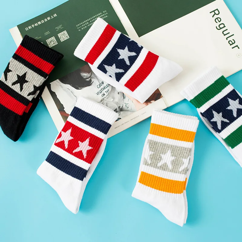 Хит продаж 2017 женские носки-трубы модные в полоску Звездный дизайн подходящие ко