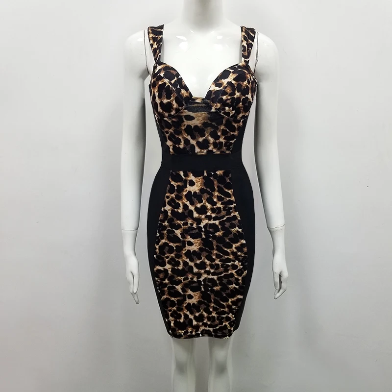 KLEEZY 2019 праздничное платье vestidos Verano знаменитости пикантные леопардовые Лоскутные