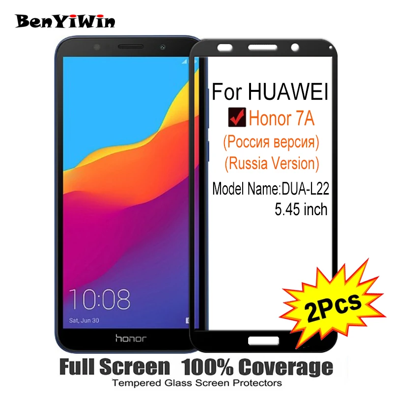 2 шт Полное покрытие экрана протектор Закаленное стекло для Huawei honor 7A DUA L02 L22 5 45 &quot9