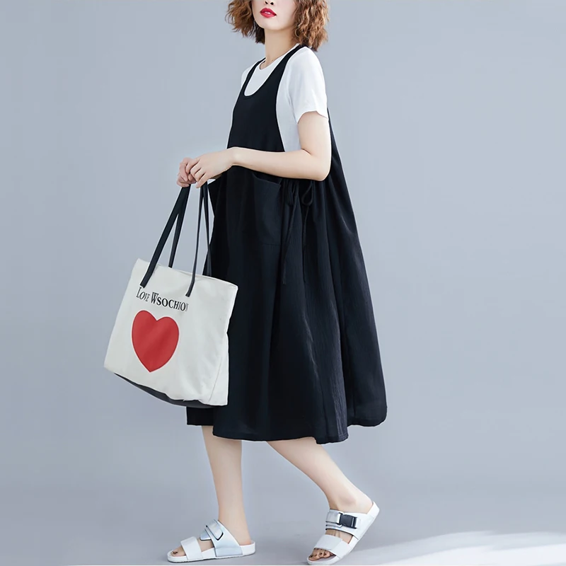 Elegdream плюс размер женское платье с карманами майка Сарафан Женская летняя