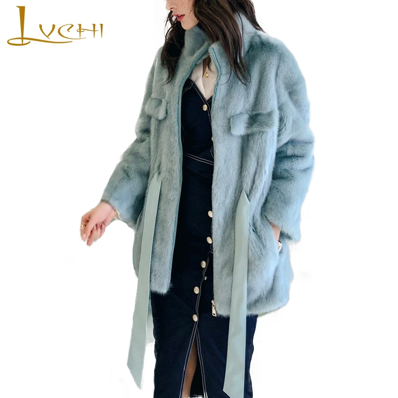 

Шуба из натурального меха норки LVCHI, зимняя, 2019