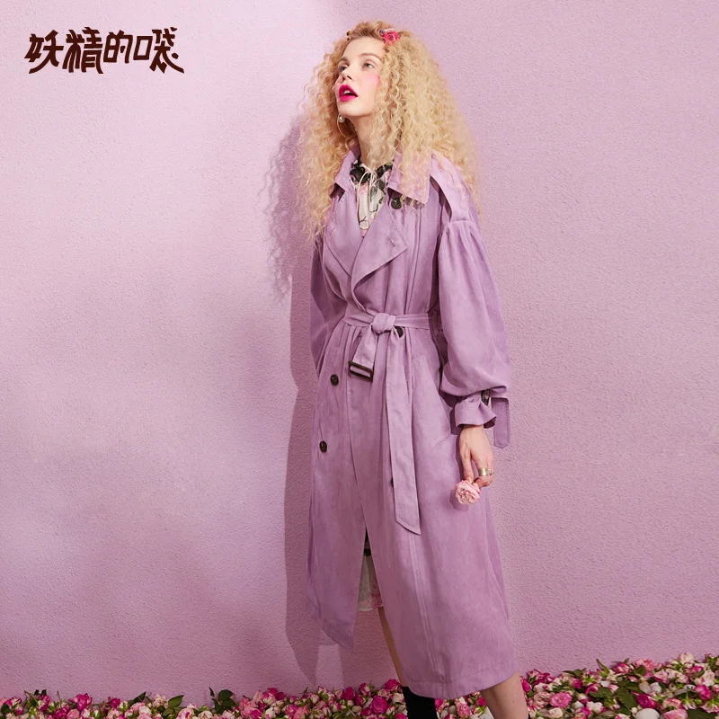 Женский Повседневный Тренч ELFSACK однотонный с отложным воротником двубортный