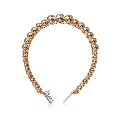 90007-GD Fashion snoops, трендовые заколки для волос с искусственным жемчугом и бусинами для женщин, богемные новые ободки в виде морской раковины, модные женские обручи для волос, подарок - Окраска металла: 90007-GD