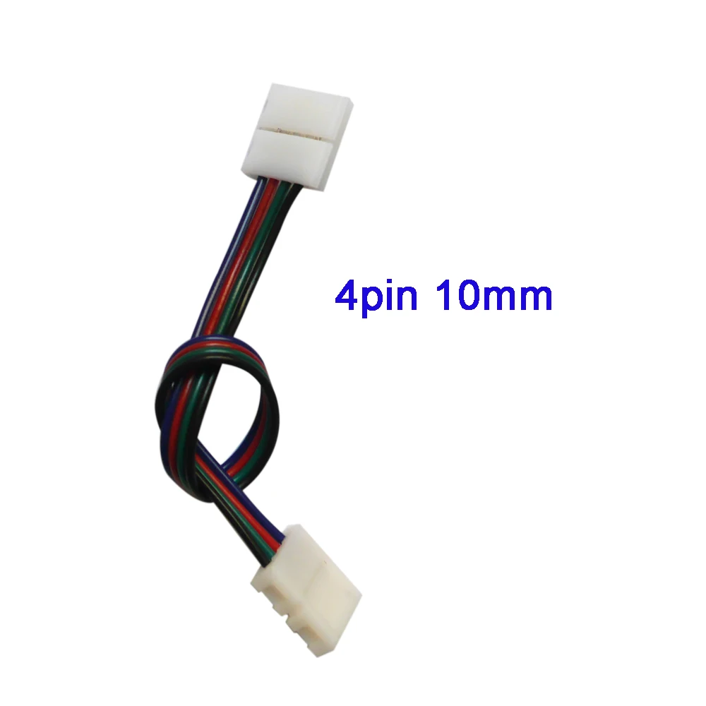 4pin 10mm 5-100 шт. 2pin 3pin 4pin 5pin 6pin разъем с Двойным Зажимом соединительный кабель с разъемом кабеля для 3528 WS2812 5050 RGB/RGBW/RGBWW светодиодный полосы светильник - Цвет: 4pin 10mm
