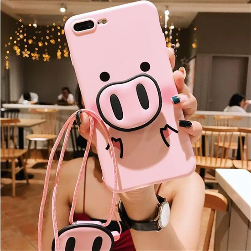 Funny Cartoon Pig Phone Case for Iphone X XS Max XR 7 6s 8 Plus Cover Cute Nose Stand Holder Soft Cases Capa |