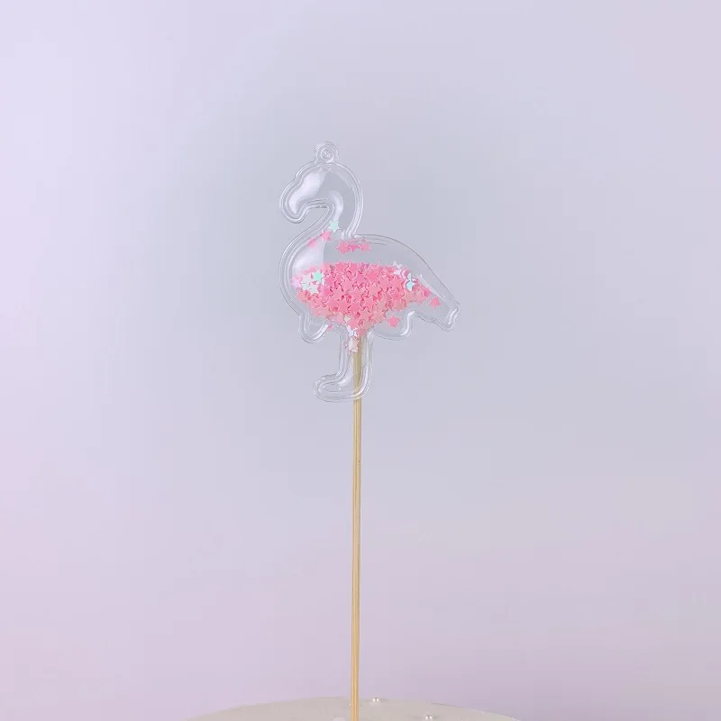 pink flamingo Блестящие украшения для торта в виде единорога, украшения для девочек на день рождения, мерцающие блестки, украшения для кексов, свадебные вечерние украшения в виде короны - Цвет: pink flamingo