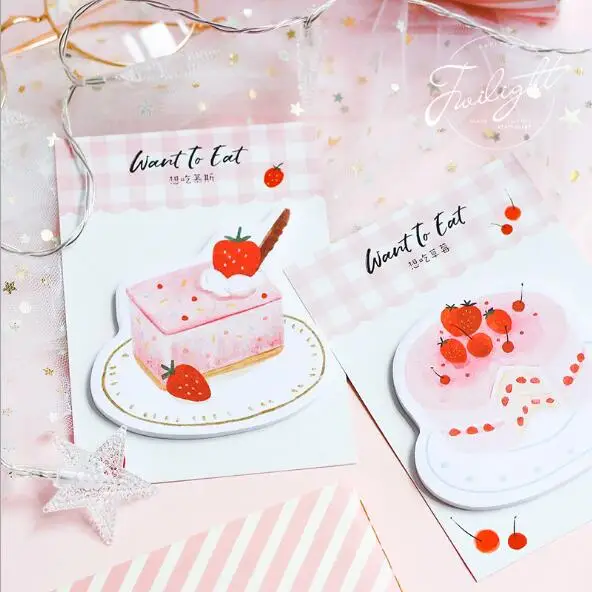 

Kawaii корейский клубничный торт N times Стикеры для заметок сообщений блокнот наклейка для скрапбукинга блокноты для заметок канцелярские прин...