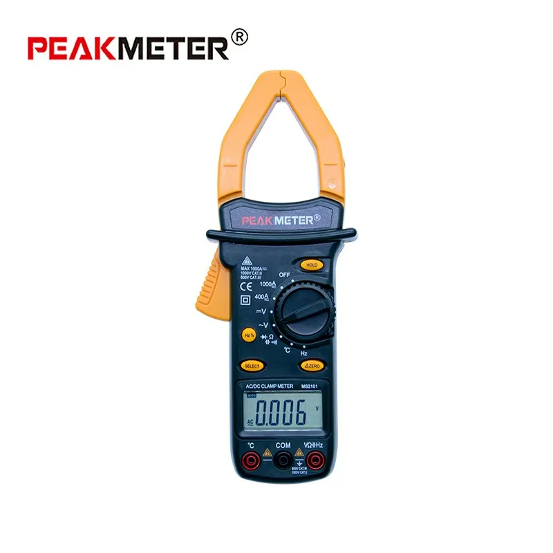 PEAKMETER MS2101 Цифровой клещи AC DC Автоматический диапазон температурный измеритель