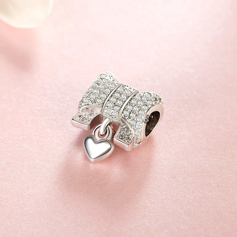 

Authentic 925 Sterling Silver Bead Love wallet Crystal Pendant for Original Pandora Charm Bracelet & Bangle YBD168YL