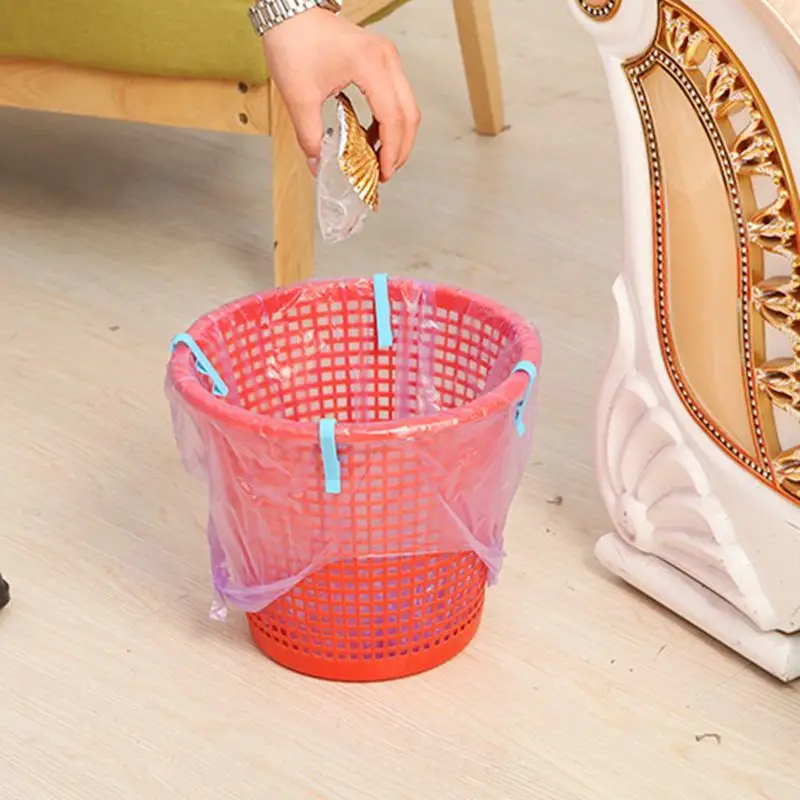 

50pcs/lots Home Waste Basket Rubbish Anti-slip Plastic Bag Garbage Bin Trash Pack Trash Can Clip Trash Bag Holder Clamp