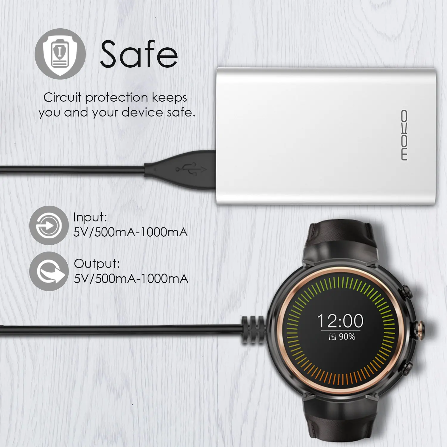 Фото Зарядное устройство ASUS Zenwatch 3, сменная Магнитная зарядная док-станция с USB-кабелем для смарт-часов ASUS Zenwatch 3 №5