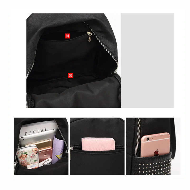 Женские рюкзаки рюкзак из ткани Оксфорд с заклепками женские модные