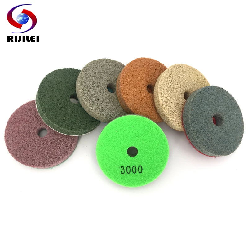 (4FP6) 7 Pieces/Lot 100mm Sponge Polishing Pads for Granite and Marble 4Inch Concrete Floor Polishing Pad Foam Grinding Disc