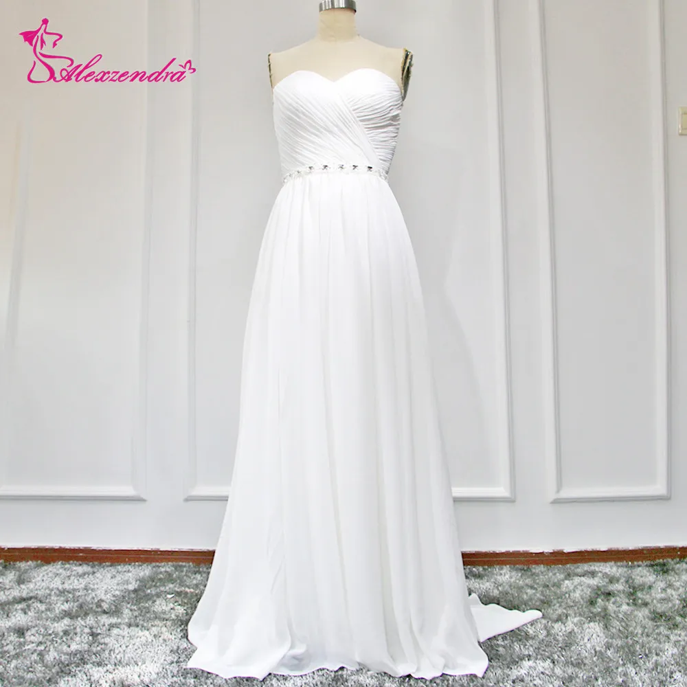 

Alexzendra White Beach Chiffon Wedding Dresses Beaded Sweetheart Bridal Dresses Vestido Robe De Mariage