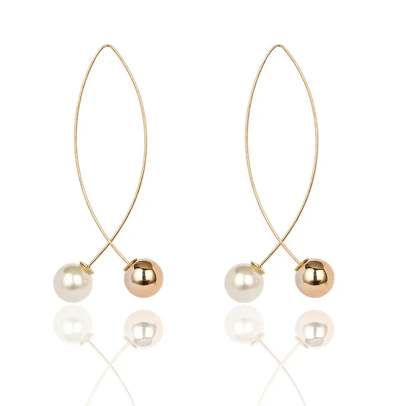 Korean cross pearl earrings for women long simple generous temperament T24 | Украшения и аксессуары