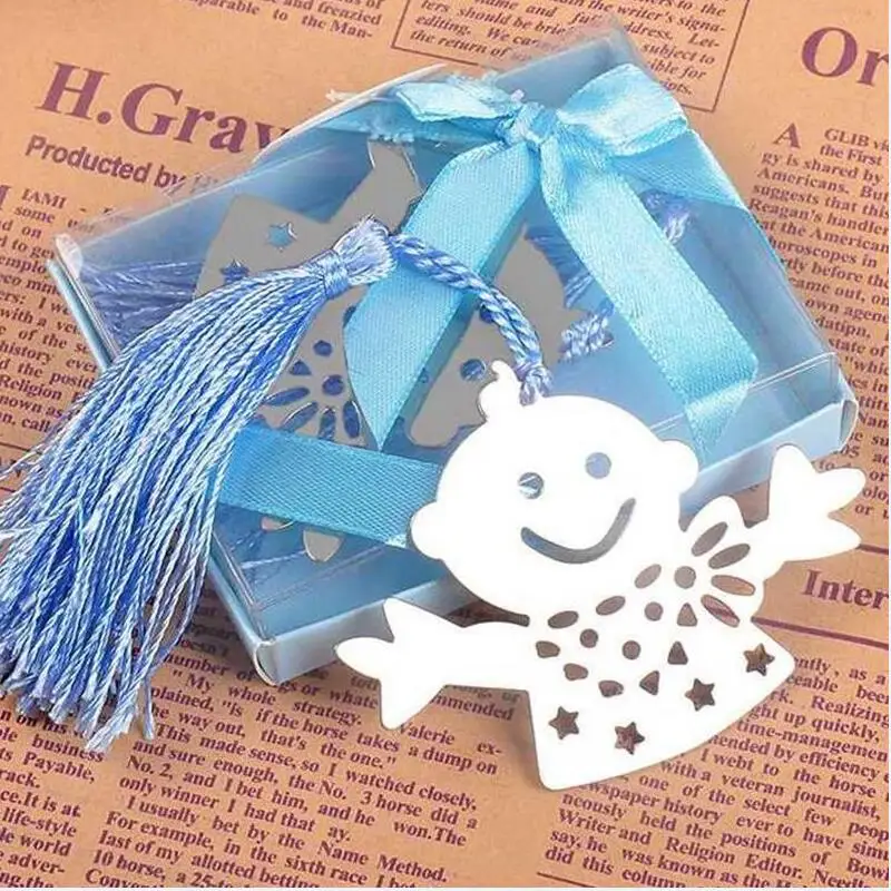 Закладка Ангел для крещения Baby Shower сувениры вечерние крестины giveway Подарочный Свадебный мешочек 50 шт студенческий возврат школьный подарок - Цвет: Blue child