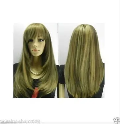 Новый косплей длинные шатен и льняные смешанная волосы WIG |