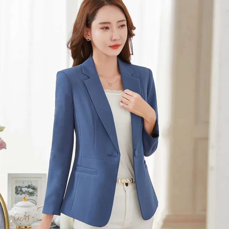 Denim Blue 4XL 5XL блейзеры, новинка, модный Женский блейзер на одной пуговице, плюс размер, пиджак, синий Блейзер, Женский блейзер, femme X429 - Цвет: Denim Blue
