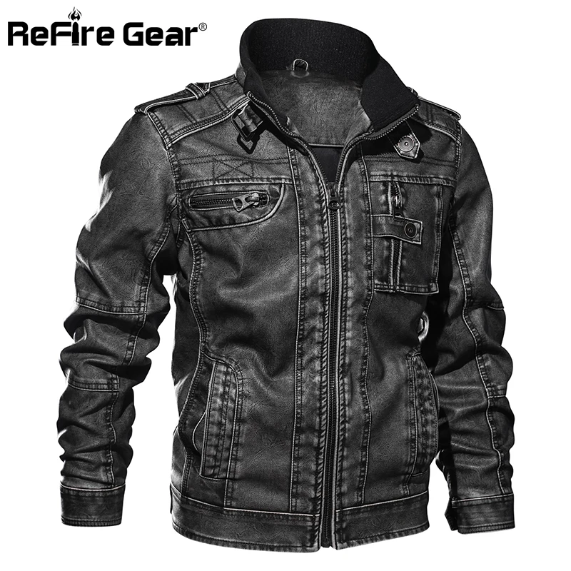 Куртка ReFire Gear мужская из искусственной кожи мотоциклетная байкерская куртка