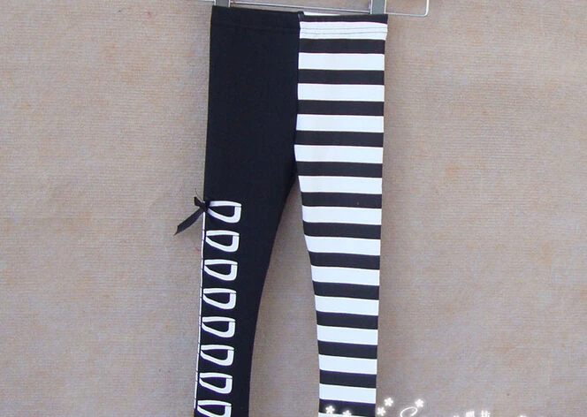 [Bosudhsou.] #D-1 Girls Classical Zebra Bow Skinny Pants Casual Kids Black White Stripes Trousers Children Clothing Design 3-7Y | Детская